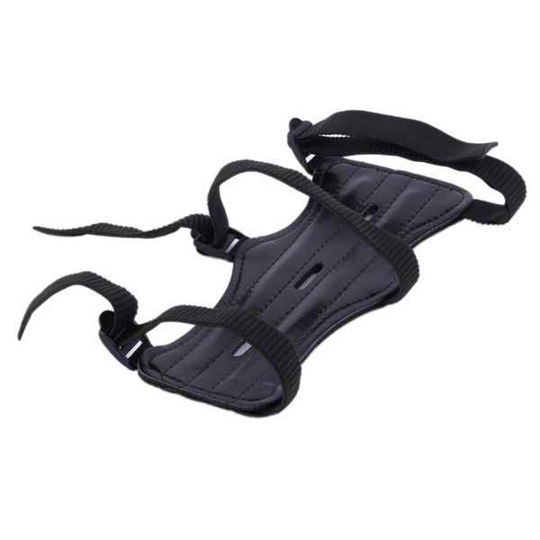 

elbow & knee pads archery arm guard cow leather shooting bow protect outdoor 3 straps black m, Black;gray