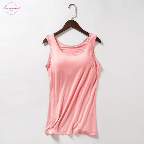 

women built bra padded tank female modal breathable fitness camisole solid push up bra blusas femininas, White