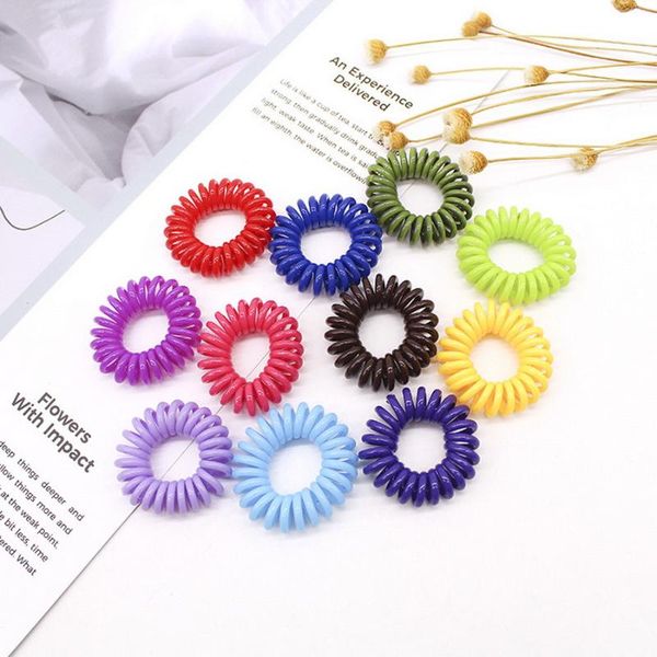 

dhl 100bag 100pcs/bag telephone wire line cord invisi traceless head colorful rope spiral shape hair ring scrunchy gum headwear, Slivery;white