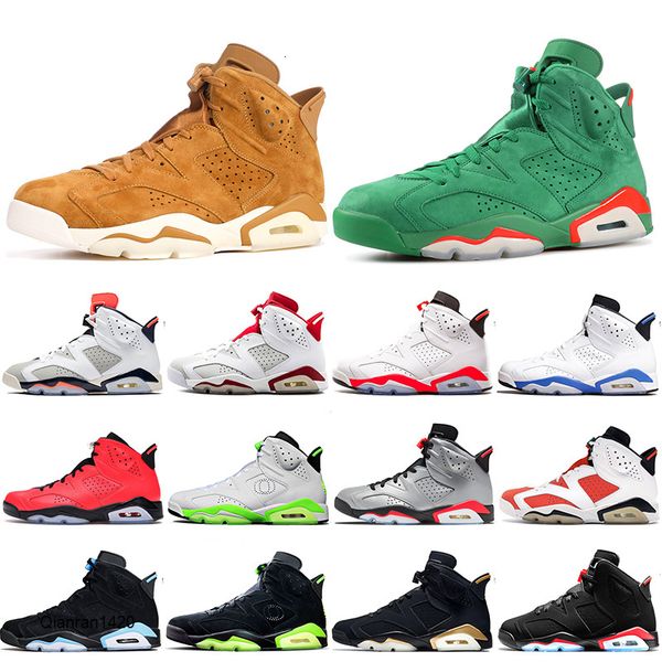 

mens basketball shoes jumpman 6s gs black infrared 2020 gatorade green golden harvest wheat leather men shoes trainers sneakers size 7-13