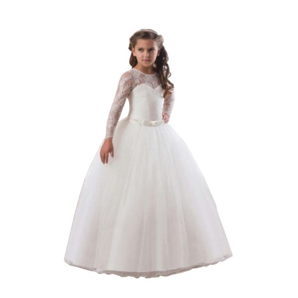 

girl dress puff skirt long sleeve tutu lace mesh princess imported satin polyester suitable for all seasons elegant evening formal dress 23, Red;yellow