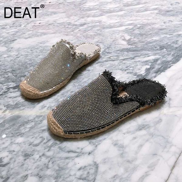 

deat] 2020 new spring summer round toe shallow crystal full diamond casual outdoor flat slippers women shoes fashion 10h418, Black