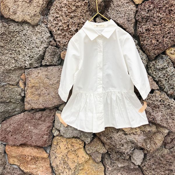 

baby girls pure color shirts dress 2020 spring children long sleeve ruched princess dress kids clothes, Red;yellow