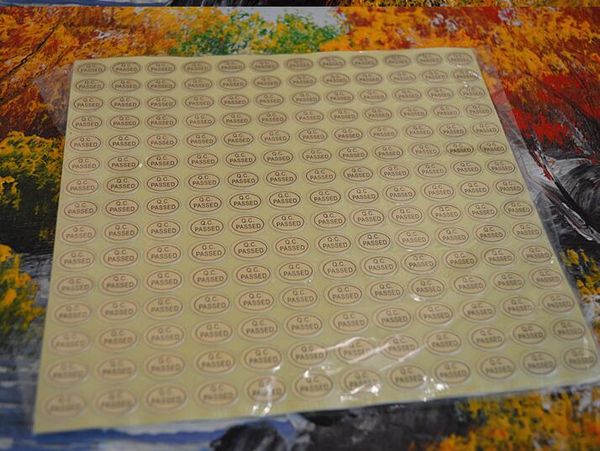 

8100pcs/lot 9x13mm qc adhesive label sticker label sticker qc passed stickers transparent gold/green color round warranty