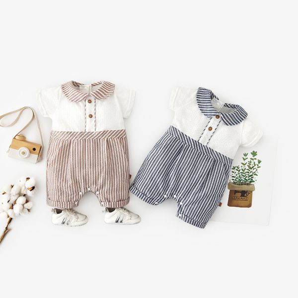 

2020 korea style baby girls patchwork romper summer toddler kids jumpsuit 0-2years, Blue