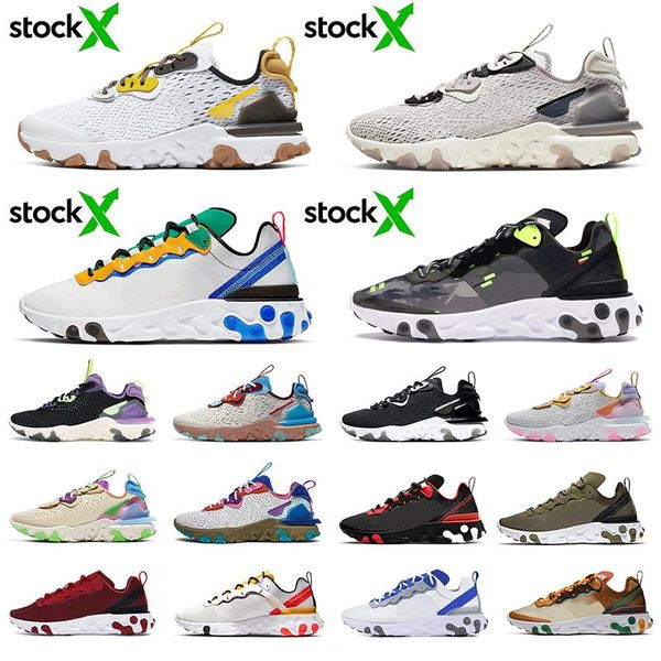 

react vision element 55 87 stock x men women running shoes anthracite triple black athletic mens womens trainers sports sneakers 36-45