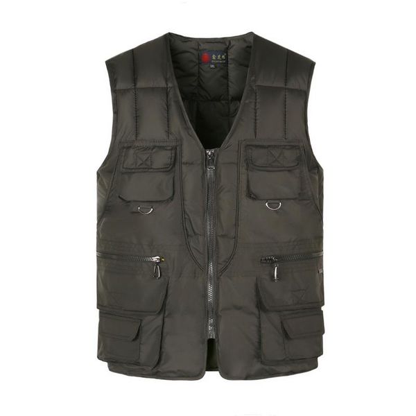 

#1087 autumn winter sleeve jacket middle age men waistcoat thickening keep warm vests male with many pockets bodywarmer -5xl, Black;white