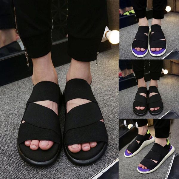 

couple summer non-slip sandals wild casual slippers light weight sandals non-leather casual lightweight shoes chaussure homme#42, Black