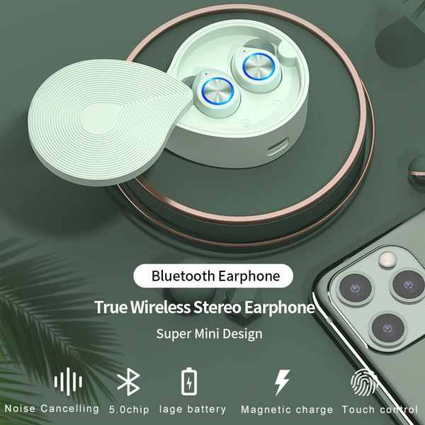 

wireless water droplets stereo bluetooth earphone smart touch control mini earbuds headset charging box noise canceling