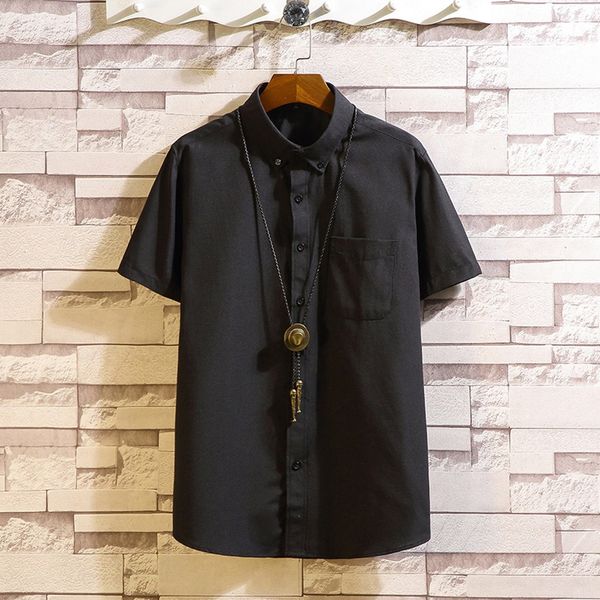 

shirt men pocket buttons casual patchwork short sleeve broadcloth casual shirts broadcloth summer fashion c0520, White;black