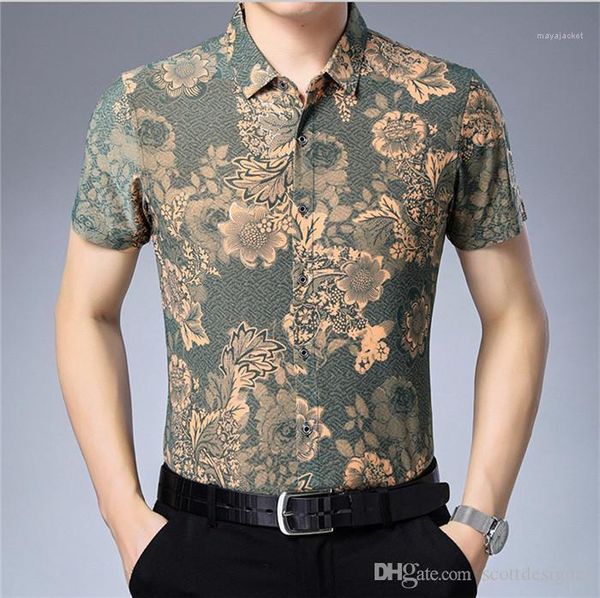 

flora print повседневные рубашки отложной воротник с коротким рукавом деловой стиль homme clothing повседневная одежда мужские летние дизайн, White;black