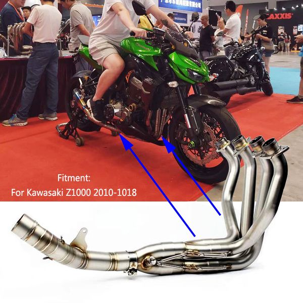 

z1000 2010-2018 motorcycle exhaust muffler pipe 304 stainess steel front pipe tube exhaust full system for z 1000 z1000