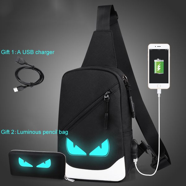 

Сумка через плечо Мужчины Простая сумка на груди Холст Светящиеся Повседневные к