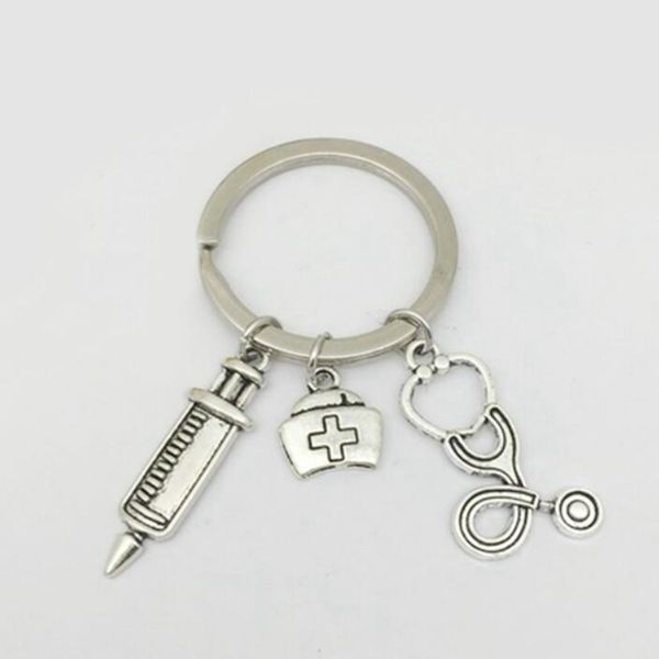 

медсестра медицинский ящик медицинский сплав кулон ювелирные изделия брелок игла шприц стетоскоп брелок унисекс подарок на праздник брелок, Slivery;golden