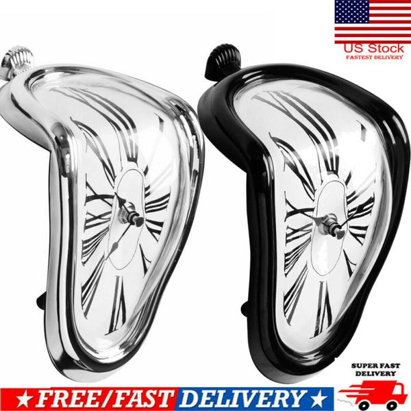 

room surreal melting distorted wall clock surrealist salvador dali style silver