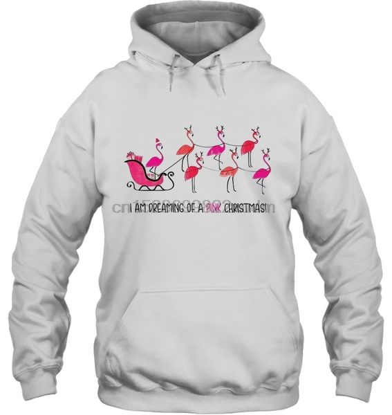 

men hoodie i am dreaming of a pink christmas flamingo women streetwear, Black