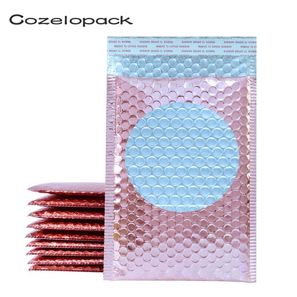 

10pcs/5sizes rose gold metallic bubble mailers foil padded bags aluminized postal bags gift packaging padded shipping envelopes