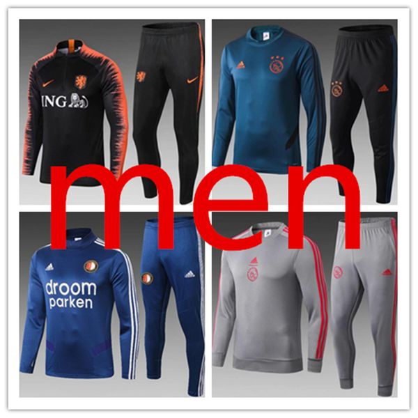 

men s tracksuits jackets jogging football training suit vÃªtements de sport de football sportswear maillot pays bas holanda ajax tracksuit, Black