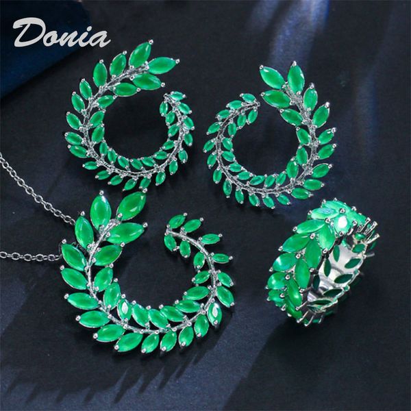 

donia jewelry fashion branch and bird zircon earring necklace two piece wedding jewelry ladies banquet set decoration gift, Slivery;golden