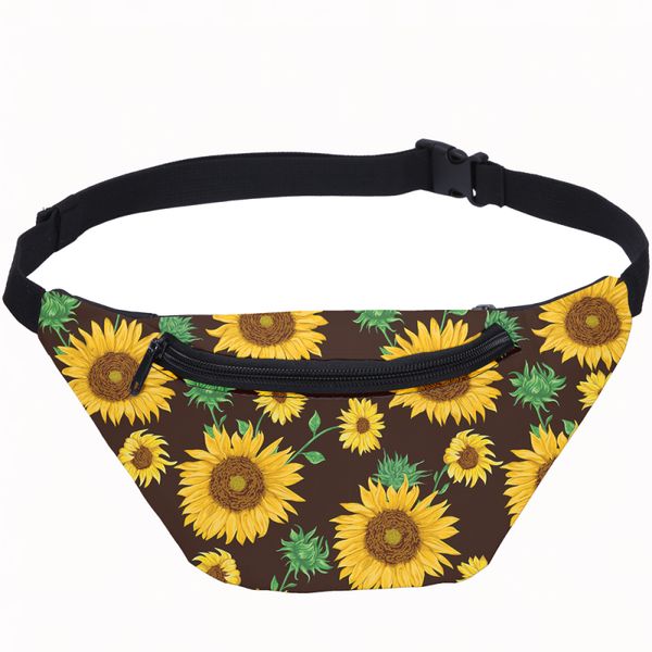 

3d sunflower printing women waist bags girls fanny pack hip belt bag money travelling mountaineering phone bag belly waist pack