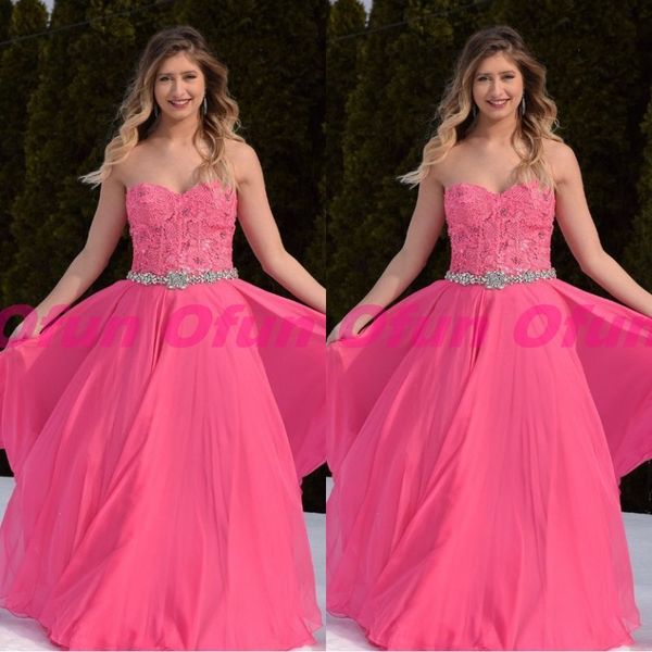 

lovely sweetheart neck sleeveless fuchsia prom party dress appliques lace chiffon sweet 16 dress with sash, Black