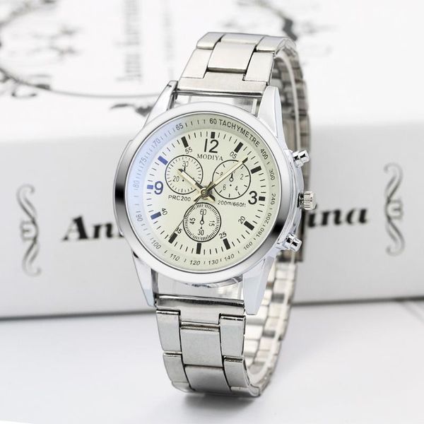 

reloj de hombre fashion watch men three eyes six hands full scale luminous waterproof male clock silver steel quart watch, Slivery;brown