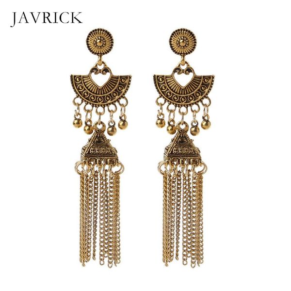 

antique ethnic gypsy tribal oxidized gold tassel jhumka drop earrings dangle earring jewelry women ear jewelry gift, Silver