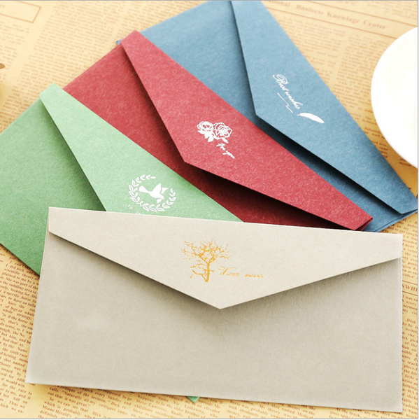 

50 pieces 23Ã16cm 230g #5 pearlescent paper envelopes business invitation letter of retro color gilded western envelope