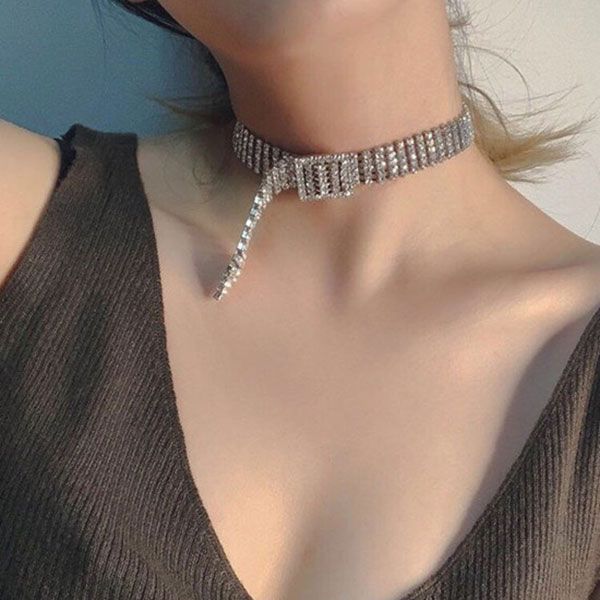 

chokers fashion shiny rhinestone women collar necklace necklaces, Golden;silver