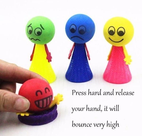 

9cm kawaii bounce ball toys funny hip hop expressions push&down elf villain doll novelty children's toys kindergarten kids gifts