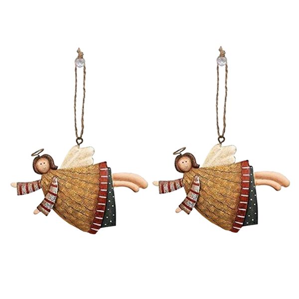 

set of 2, adorable christmas tree metal ornaments holiday gift house decor