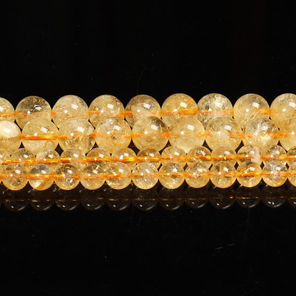 

6/8/10/12mm natural brazil citrine stone beads genuine no dyed yellow crystal quartz stone beads for jewelry making, Black