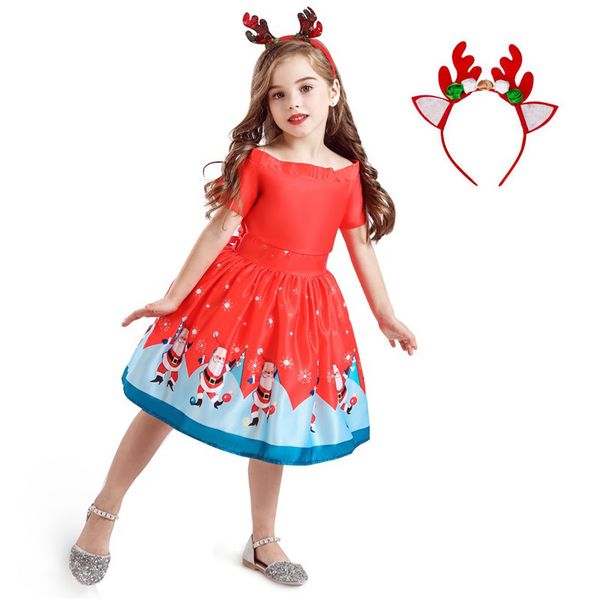

christmas dress for kids girl princess dress santa claus new years costume kids dresses gift snowflake girls dresses for party t200107, Red;yellow