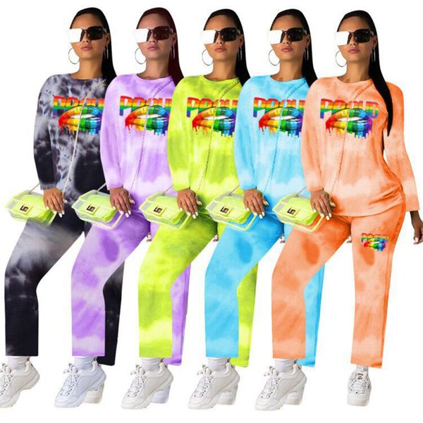 

women big lip gradient tracksuit hoodie long sleeve pullover holes pants trousers two pieces outfits set casual sport suit ljja2767, Gray