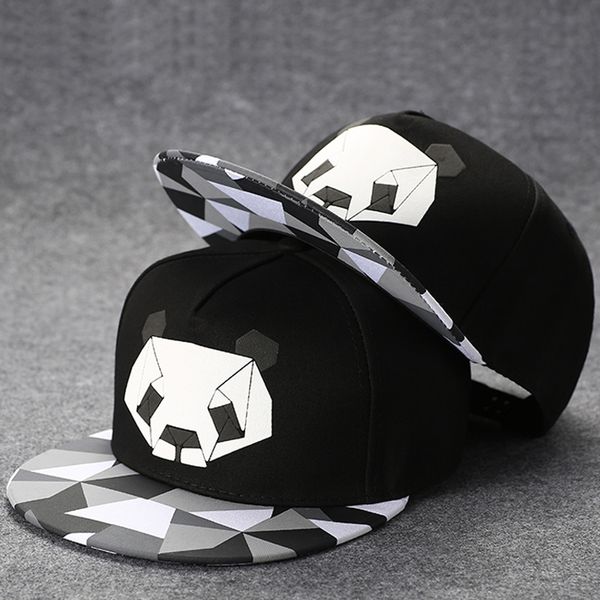 

fashion cartoon panda adjustable hip hop baseball caps snapback hats for youth men women animal cap sun bone hat women's hats, Black;white