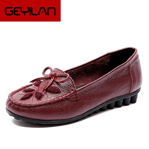 

2019 new women shoes genuine leather women ballet flats shoes moccasins causal cowhide woman loafers platform, Black