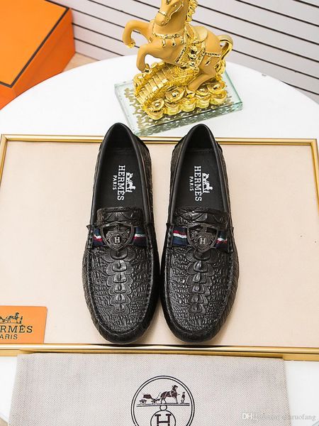 

newst mix 22 model designer brand luxury dress shoes mens dress shoes european shoes gift slip-on mocassin metal button, Black