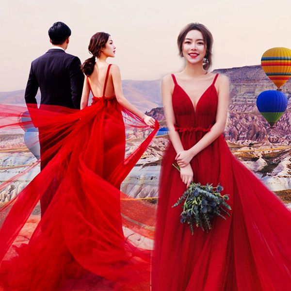 

charming v-neck dark red evening dresses 2020 long straps evening gowns backless elegant formal dress prom dress, Black;red