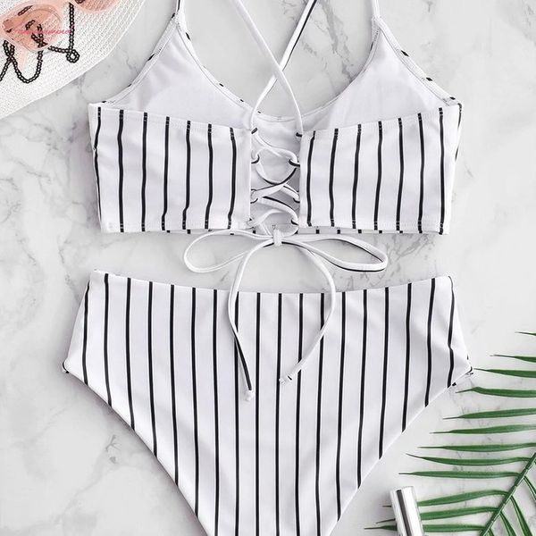 

striped swimsuit split swimdress womens fashion backless sleeveless swimsuit women girls swimwear big chest swimdress hot, White;black