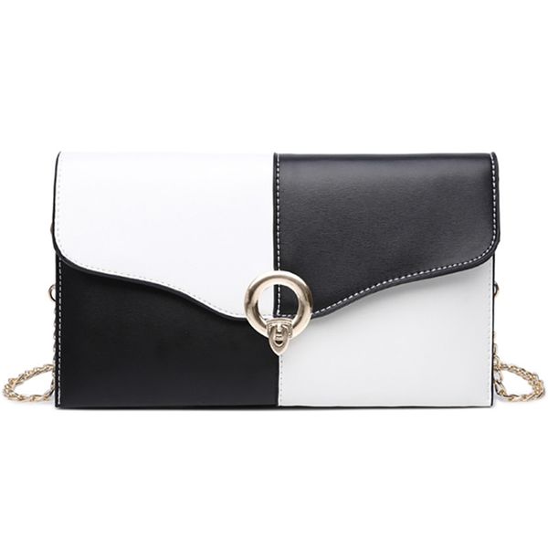 

ljl-women's wild bag envelope bag tote personality fashion wild messenger lady black and white stitching