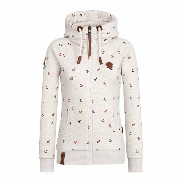 

plus size s-5xl hooded sweatshirts women autumn winter flocking thicken print jackets tracksuits zipper female casual sportswear, Black