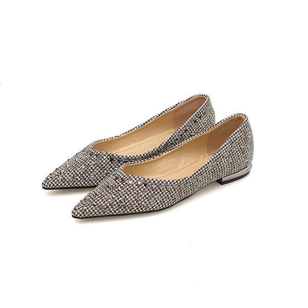 

fashion flat women's shoes rivet decoration pointed toe shoes lazy slip-on autumn, Black
