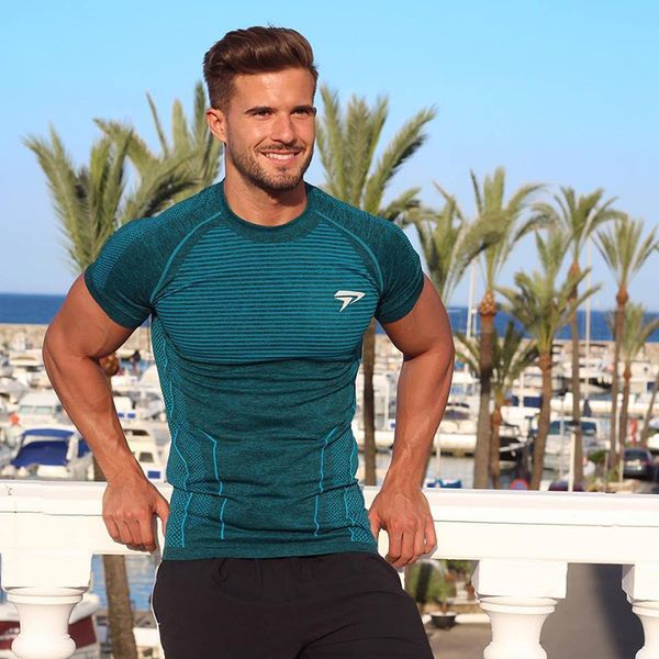 

sport shirt men fitness rashgard mens dry fit running t shirt sportswear gym workout tshirt slim fit tight training shirts