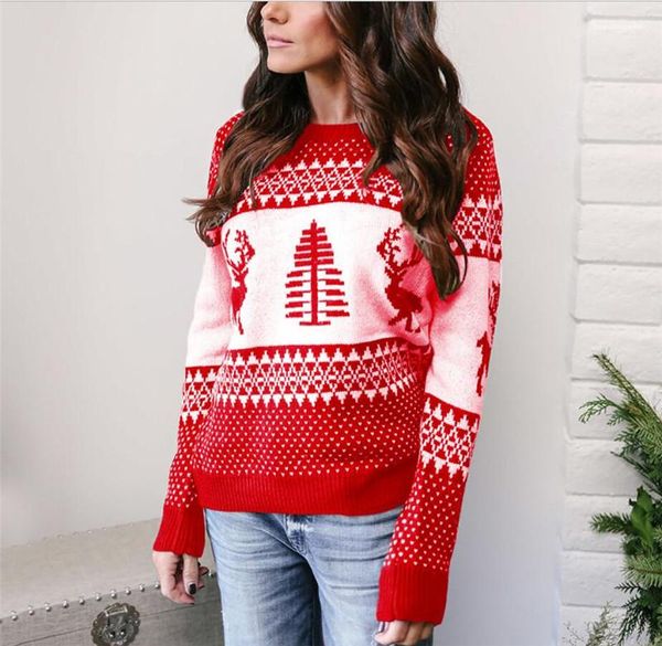 

weave sweaters long sleeve cloth with christmas snowflakes and elk pattern donna round collar designer women jacquard, White;black
