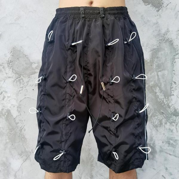 

2020 summer men's drawstring design casual shorts mens hip hop sportswear shorts fashion tactical loose trousers male, White;black