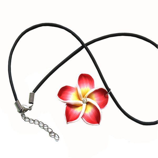 

fashion hawaii plumeria flowers jewelry sets bohemia polymer clay earrings pendant necklace jewelry sets for women, Silver