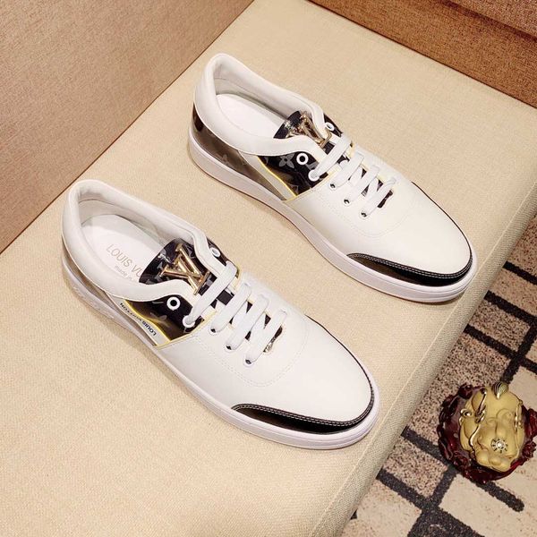 

2020 luxury design men's shoes fashion shoes men's leather lace-up platform sneakers white red casual shoelace box ing, Black