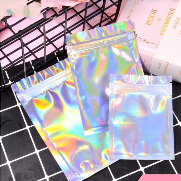 

20pcs small holographic baggies one side clear aluminium foil plastic bags