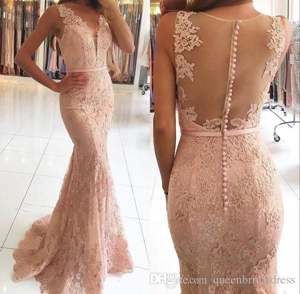 

new lace prom dresses beaded sleeveless deep v neck lace applique sweep train tulle backless long party dresses evening dresses, Black