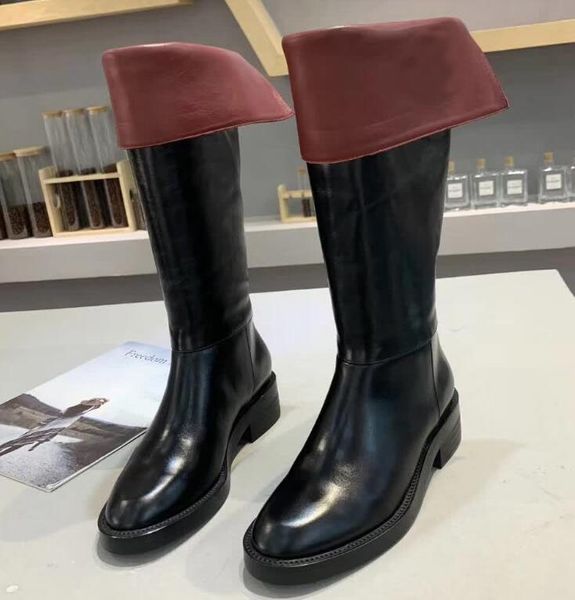 

new arrival womens knee knight square heel cowskin snow autumn and winter ankle martin wearproof booties sz35-40, Black
